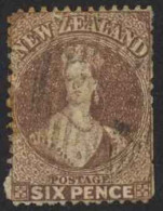 New Zealand Sc# 36 Used 1864-1871 6p Red Brown Queen Victoria  - Gebraucht