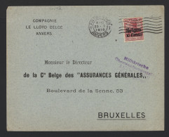 Germany Belgium 1916 Antwerpen Business Cover To Bruxelles__(11142) - OC38/54 Occupation Belge En Allemagne