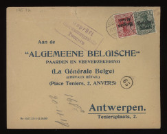 Germany Belgium 1910's Tongern Cover To Antwerpen__(12572) - OC38/54 Belgische Bezetting In Duitsland
