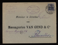 Germany Belgium 1910's Namu Cover To Bruxelles__(11080) - OC38/54 Belgian Occupation In Germany