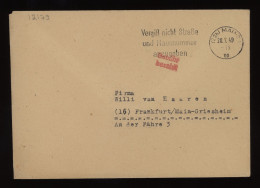 Germany French 1949 Mainz Gebuhr Bezahlt Cover To Frankfurt__(12179) - Algemene Uitgaven