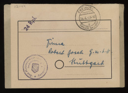 Germany French 1948 Freiburg Gebuhr Bezahlt Cover To Stuttgart__(12144) - Algemene Uitgaven