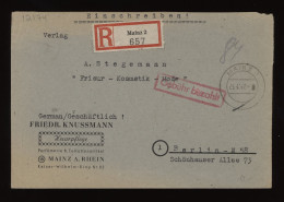 Germany French 1947 Mainz Registered Gebuhr Bezahlt To Berlin__(12174) - Algemene Uitgaven