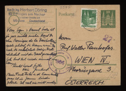 Germany Bizone 1950 Esslingen Censored Stationery Card To Wien__(9585) - Lettres & Documents