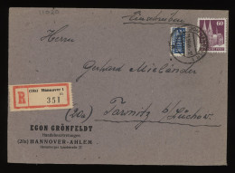 Germany Bizone 1949 Hannover Registered Cover To Tarmitz__(11020) - Storia Postale