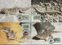 Kaapverdië 1986, Maximum Cards Unused, WWF, Geckos And Skinks - Cap Vert