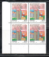 ITALIA REPUBBLICA ITALY REPUBLIC 1997 CINQUANTENARIO DEL PIANO MARSHALL QUARTINA ANGOLO DI FOGLIO BLOCK MNH - 1991-00: Nieuw/plakker