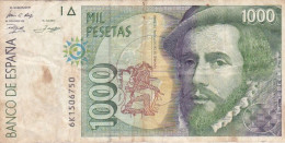 ESPAGNE - Billet 1000 PESETAS - PIZARRO Et Hernan CORTES - 12 Octobre 1992 - N° Série 6K1506750 - [ 4] 1975-…: Juan Carlos I.