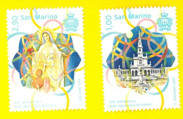 SAN MARINO 2017 CENTENARIO APPARIZIONE DI FATIMA Serie 2 Valori - New Set - Unused Stamps