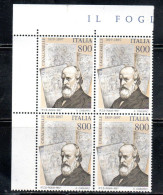 ITALIA REPUBBLICA ITALY REPUBLIC 1997 GIOVAN BATTISTA CAVALCASELLE QUARTINA ANGOLO DI FOGLIO BLOCK MNH - 1991-00: Neufs