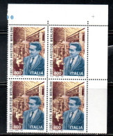 ITALIA REPUBBLICA ITALY REPUBLIC 1997 ARISTIDE MERLONI QUARTINA ANGOLO DI FOGLIO BLOCK MNH - 1991-00:  Nuovi