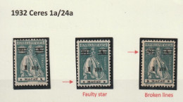 Macau Macao 1932 Ceres Surcharge 1a/24a Stamps. MH/With Or Without Gum. Fine - Ungebraucht