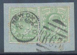 GB EVII ½d  Yellowish Green (pair) VFU On Piece With Duplex „NEW OXTED / K63“, Surrey (3VOD, Time In Full 6.45.PM), 9.10 - Oblitérés