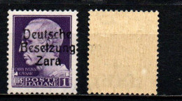 ITALIA - OCCUPAZIONE TEDESCA - ZARA - 1943 - 1 LIRA  - MNH - Duitse Bez.: Zara