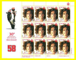 SAN MARINO 2017 MINIFOGLIO 30° ANNO DALLA NASCITA MARCO SIMONCELLI MOTORI - New Sheet - Hojas Bloque