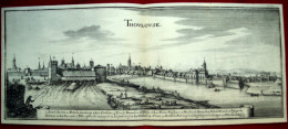 XVII ° RARE GRAVURE Ville De TOULOUSE , PLAN PANORAMA , THOVLOVSE ,  Légende EDIFICES, 35 X 14,6 Cm EAU FORTE FILIGRANE - Historische Documenten