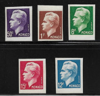 Monaco. 344/48** Non Dentelés, Prince Rainier III. - Variedades Y Curiosidades