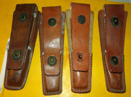 LOT DE 4 ETUIS ABIMES EN CUIR POUR SET D'OUTILLAGE CS-34 FORVAL ,  MONTEUR DE LIGNE DES TRANSMISSIONS DE L'ARMEE DE TER - Uitrusting