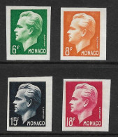 Monaco. 365/68** Non Dentelés, Prince Rainier III. - Variétés