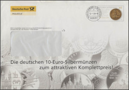 Plusbrief F396 Goldene Bulle: Werbung 10-Euro-Silbermünzen, 12.1.09  - Briefomslagen - Ongebruikt