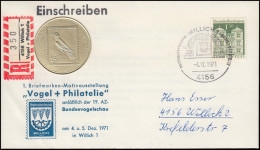 Sonder-R-Zettel Vogel+Philatelie Auf Passendem Brief Mit SSt WILLICH 4.12.1971 - R- & V- Vignetten