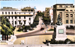 Algérie  - Mostaganem   : Place De L'Hôtel De Ville. Monument Aux Morts .Perspective  De L'Avenue Du 1er De Ligne - Mostaganem