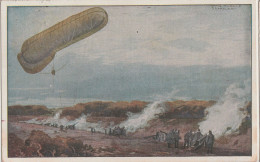 Kunst-AK Fesselballon, Deutsche Artillerie Beobachtend, 1. Weltkrieg 1915, Von Hans Schulze - Fesselballons