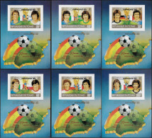 Tchad 1982 Y&T 399E à 399H, PA 246D Et 246E Sur Feuillets De Luxe. Coupe Du Monde De Football En Espagne - 1982 – Espagne