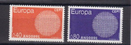 2 Timbres Neufs ** Andorre Français     Europa  Année  1970  CEPT - Nuevos