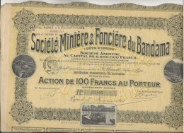 SOCIETEMINIERE ET FONCIERE DU BANDAMA - LOT DE4 ACTIONS DE 100 FRS -ANNEE 1919 - Mijnen