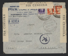 Italy 1941 Roma Censored Air Mail Cover To USA__(11249) - Poste Aérienne