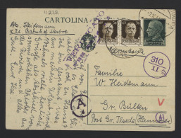Italy 1941 Tarvisio Censored Stationery Card To Germany__(11272) - Ganzsachen