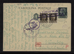 Italy 1941 Napoli Censored Stationery Card To Nurnberg__(10081) - Entiers Postaux