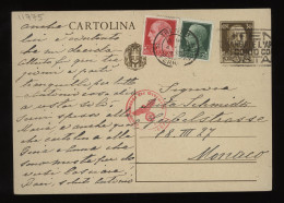 Italy 1940 Triento Censored Stationery Card To Monaco__(11775) - Entiers Postaux