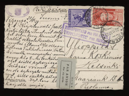 Italy 1937 Firenze Air Mail Card To Finland__(12247) - Poste Aérienne