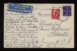 Italy 1937 Air Mail Card To Finland__(12245) - Posta Aerea