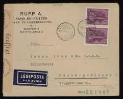 Hungary 1942 Budapest Censored Air Mail Cover To Hamburg__(10189) - Lettres & Documents