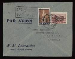 Greece 1949 Candia Air Mail Cover To Finland__(10343) - Storia Postale