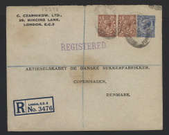 Great Britain 1917 London Registered Cover To Denmark__(12298) - Covers & Documents