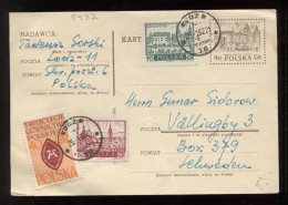 Poland 1962 Lodz Stationery Card To Sweden__(8432) - Entiers Postaux