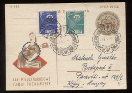 Poland 1957 Poznan Special Cancellation Stationery Card To Hungary__(8481) - Entiers Postaux