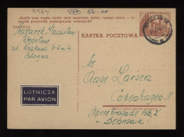 Poland 1954 Wroclaw Stationery Card To Denmark__(9964) - Ganzsachen