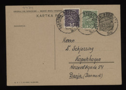 Poland 1934 Dabrowa Stationery Card To Denmark__(9974) - Stamped Stationery