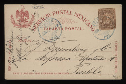 Mexico 1898 Atlixco Stationery Card To Puebla__(12392) - Mexico