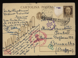 Italy 1943 Censored Stationery Card To Belgium__(11191) - Entero Postal