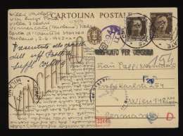 Italy 1942 Vimercate Censored Stationery Card To Wien__(11359) - Entiers Postaux