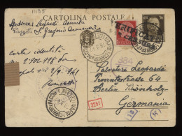 Italy 1942 Napoli Censored Stationery Card To Germany__(11195) - Stamped Stationery