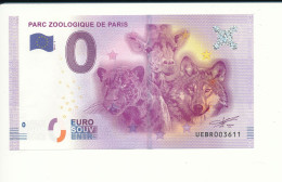 Billet Touristique  0 Euro  - PARC ZOOLOGIQUE DE PARIS - UEBR - 2016-2- N° 3611 - Billet épuisé - Autres & Non Classés