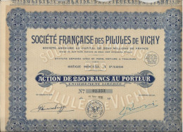 SOCIETE FRANCAISE DES PILULES DE VICHY  - LOT DE 3 ACTIONS DE 250 FRANCS . ANNEE 1930 - Autres & Non Classés