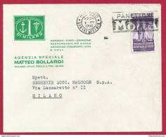 1950 Repubblica, N° 623 20 Lire Radiodiffusione Isolato Su Lettera Pubblicitari - Europe